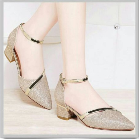 F 14 hak tahu sepatu gliter wanita