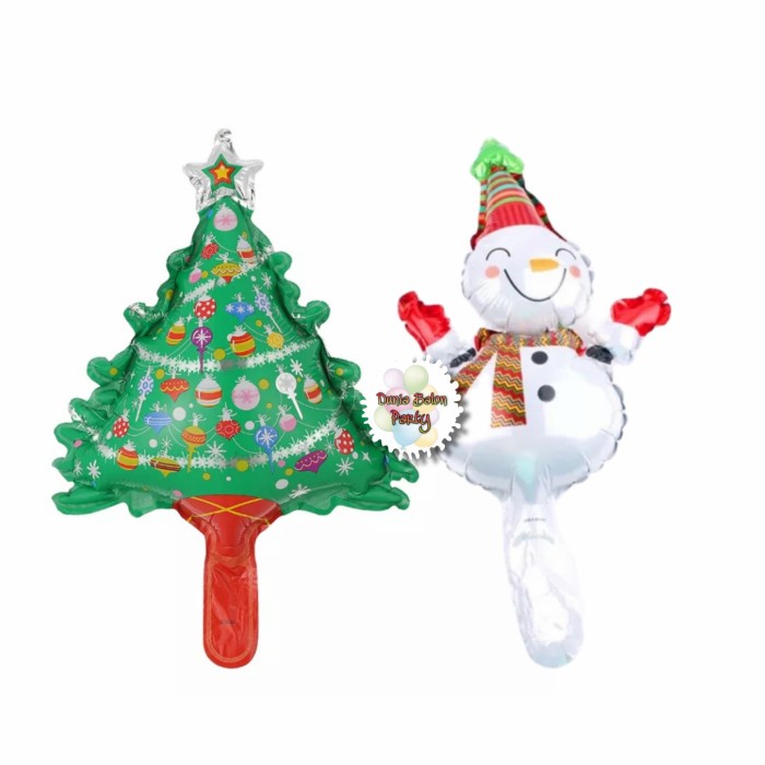 Balon Foil Pohon Natal dan Snowman Mini / Set Foil Christmas Tree