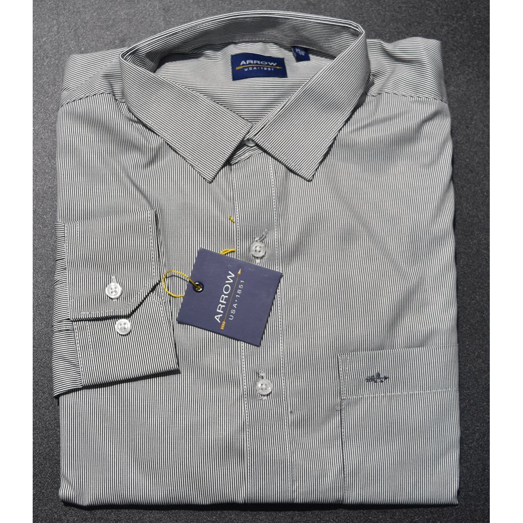 Kemeja Pria ARROW Lengan Panjang Salur Hitam AM33 ORIGINAL & REAL PICTURE