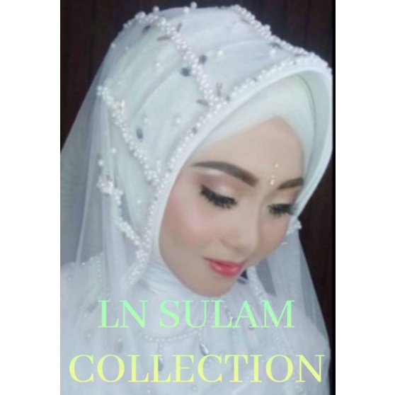 Slayer pengantin mutiara motif Kipas Veil Selendang Manten hijab jilbab terbaru panjang 160cm X Lebar 125cm