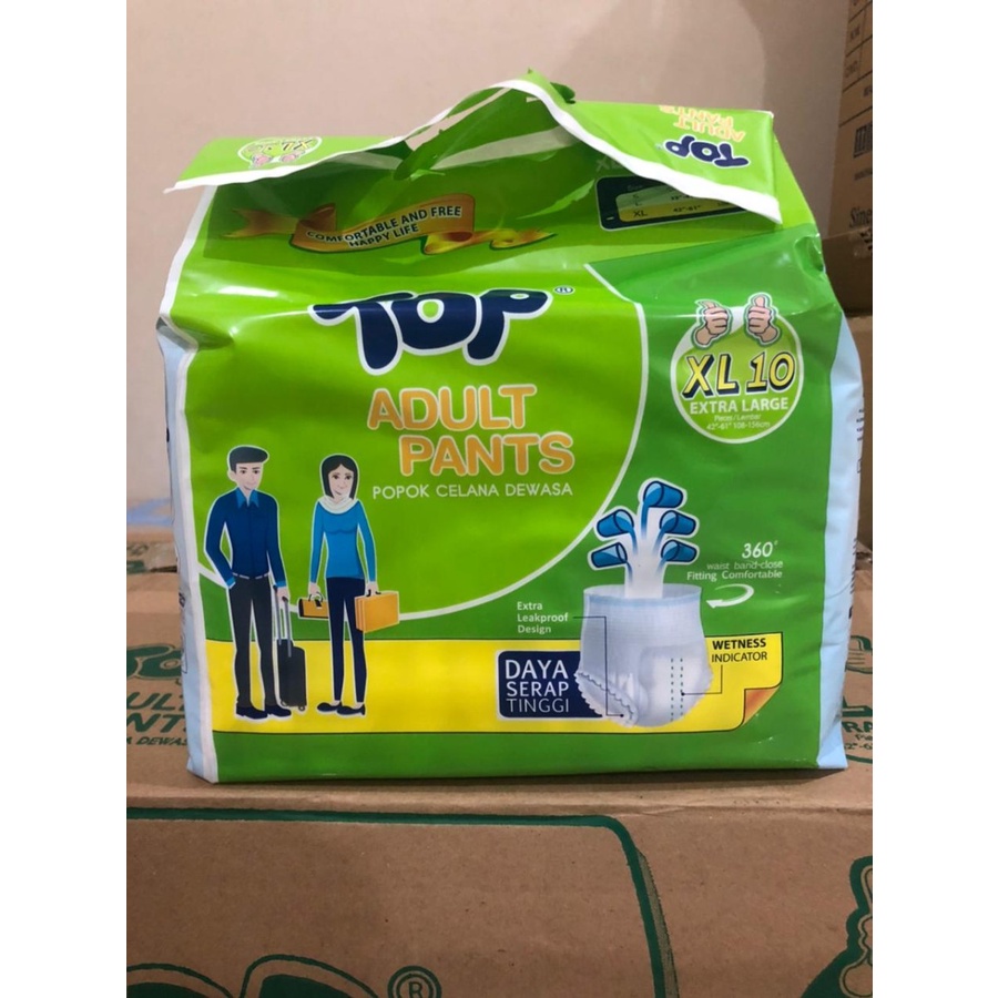 TOP Adult Diapers Pants Popok Celana Dewasa Size M10 / L10 / XL10 Pampes Orang Tua M 10 / L 10 / XL 10