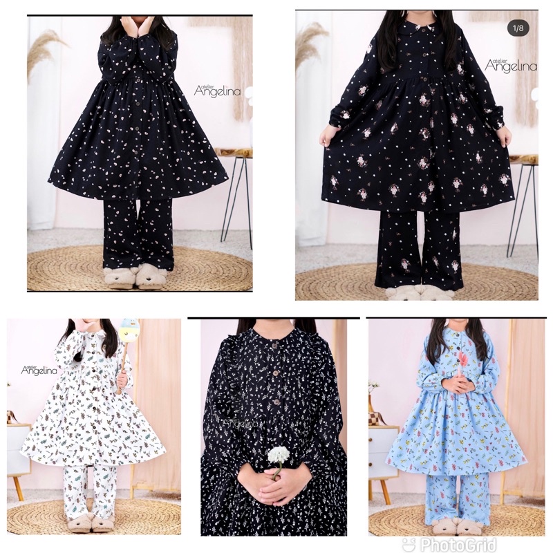 Little Zahra Thistle Aquamarine / Thistle White / Brunnera Black / Gummy Black / Magnolia Black 1-2y