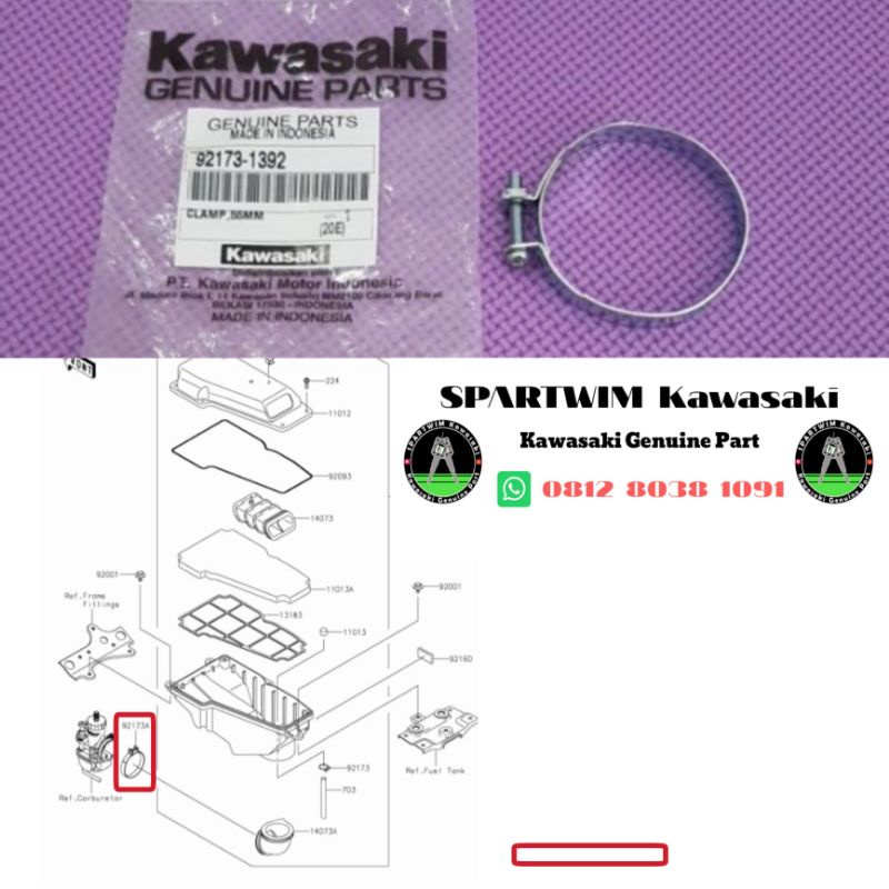 Braket klem karbu ke maifol manipol Ninja 150 R SS original kawasaki