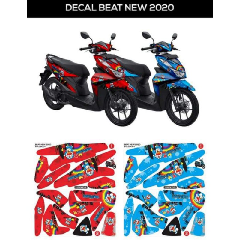 Decal Beat New 2020 Motif Doraemon Variasi pilihan warna merah biru
