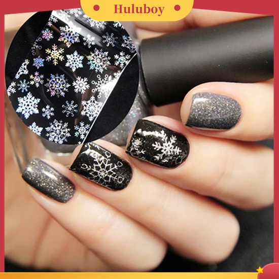 Huluboy Huluboy♡ 1 Lembar Stiker Kertas Foil Transfer Motif Snowflake Natal Untuk Dekorasi Nail Art DIY