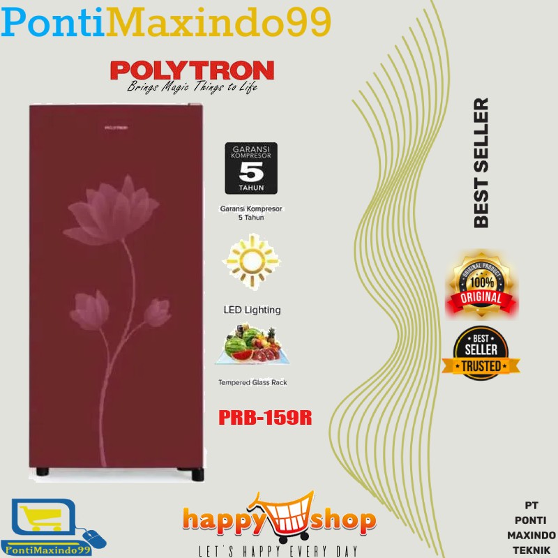 Kulkas POLYTRON BELLEZA 1 Pintu PRB 159 RED(MERAH) 150 Liter