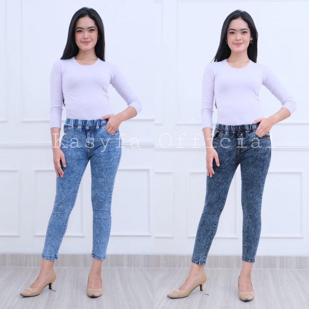 SYANAZ LEGGING JEANS SNOW SKINNY FULL KARET JUMBO (35-38)