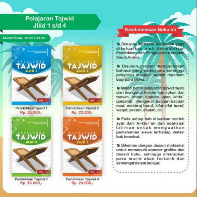 

Pelajaran Pendidikan Tajwid SD MI Madrasah Ibtidaiyah Jilid 1-4