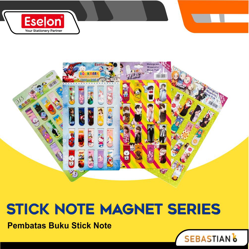 

Pembatas Kertas Buku Magnet Stick Note Motif Stik Notes Penyekat Buku