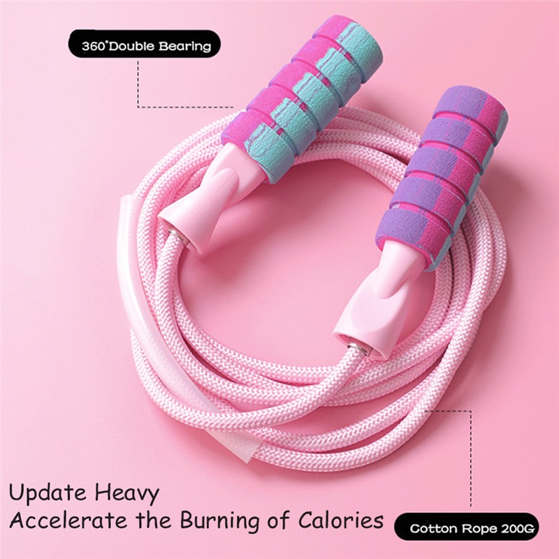 New High-density Thread Rubber Cotton Indoor Silent Big Ball Bearing Skipping Rope For Fitness Sport