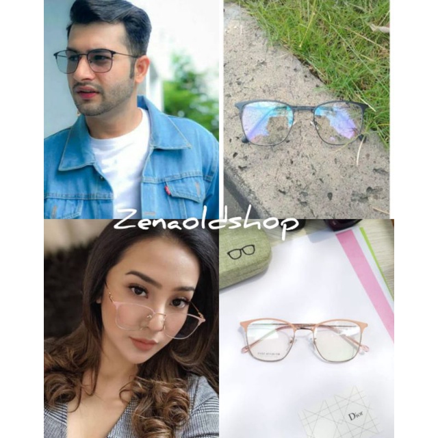 Kacamata Antiradiasi Photocromic Pria Wanita/Kacamata Model Kotak Bonus Lensa Normal Minus Silinder 