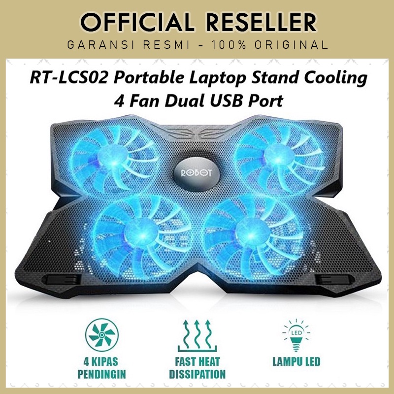 Robot RT-LCS02 Portable Laptop Cooling Stand 4 Fan Dual USB Port