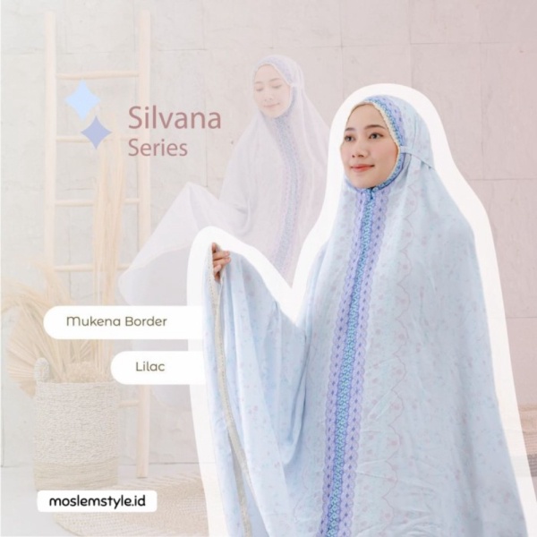 Mukena Dewasa 2 in 1 Jumbo Zianisa Silvana Series Motif Border - Lilac Limited
