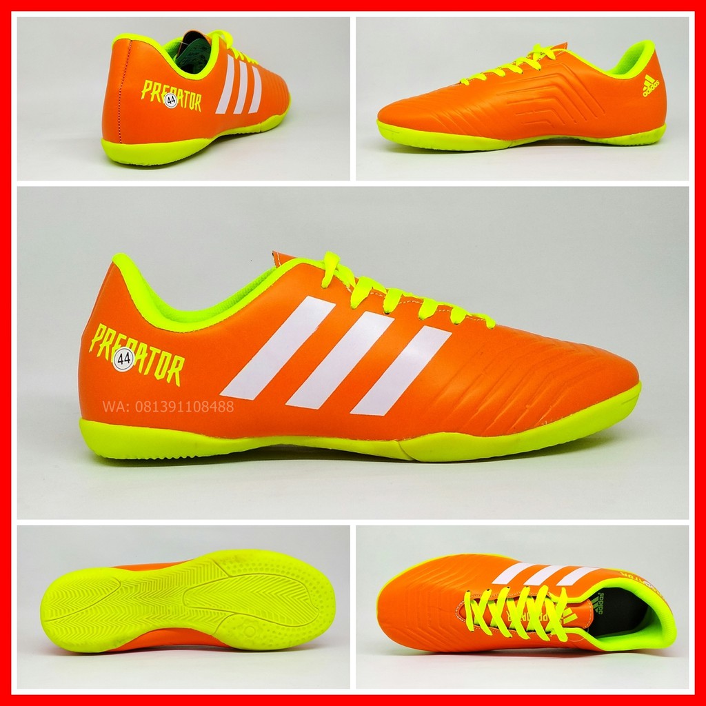 (JUMBO) Sepatu Futsal Dewasa Adidas Predator Orange List Putih Size 44 45 46