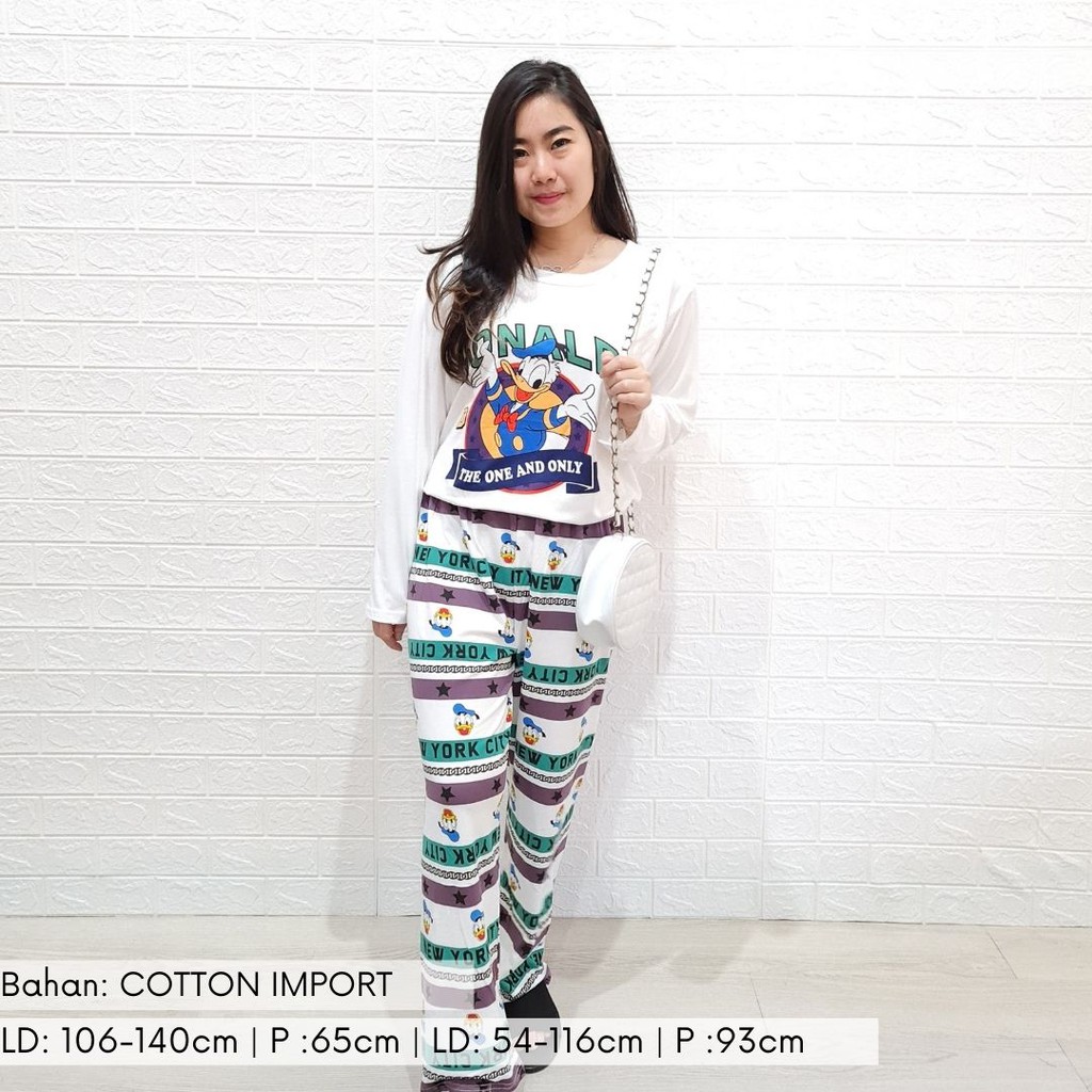 3521 kaos pajamas long donald tara one set import big baju tidur