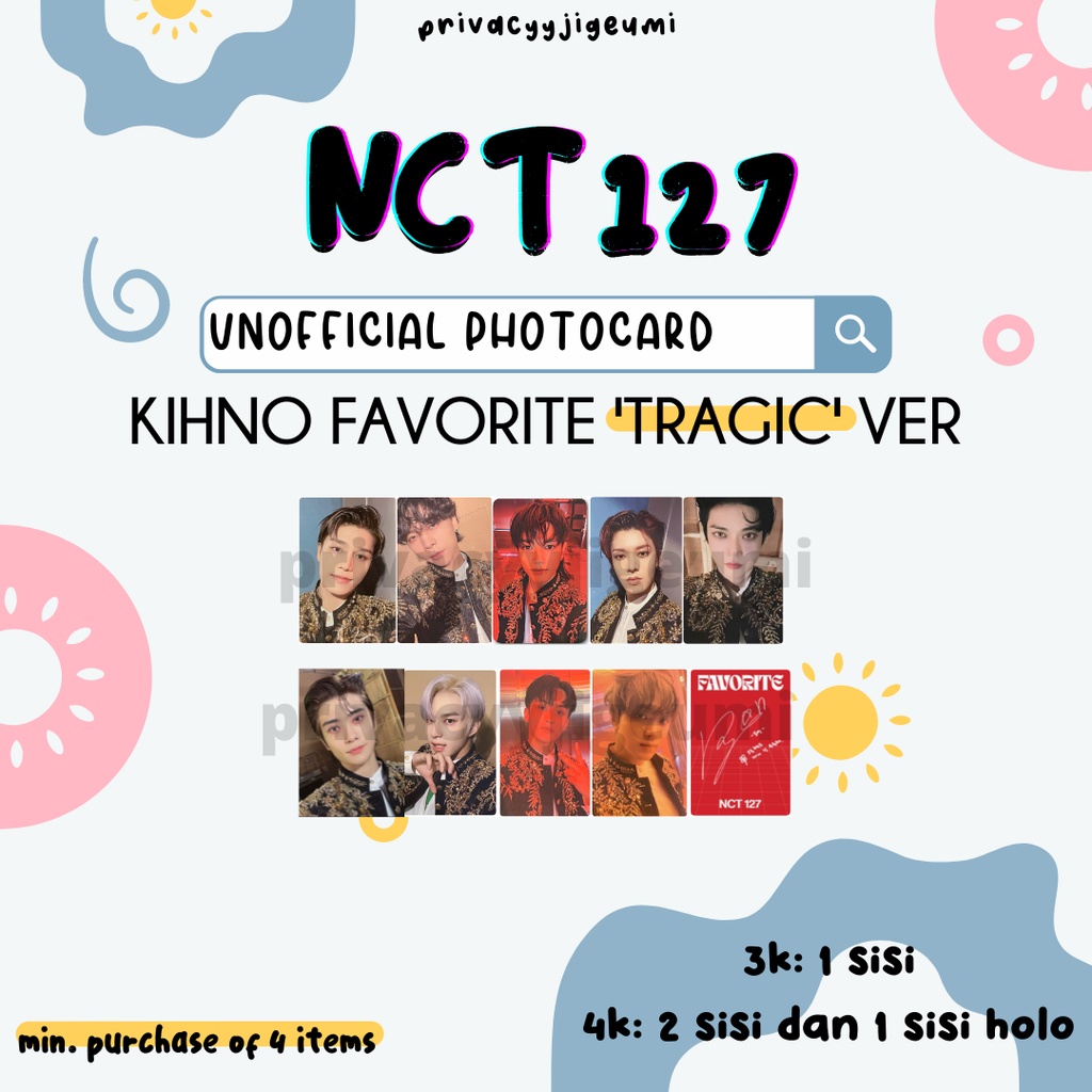 [READY] PHOTOCARD PC UNOFFICIAL NCT 127 FAVORITE KIHNO "TRAGIC VER" TAEIL JOHNNY TAEYONG YUTA DOYOUN