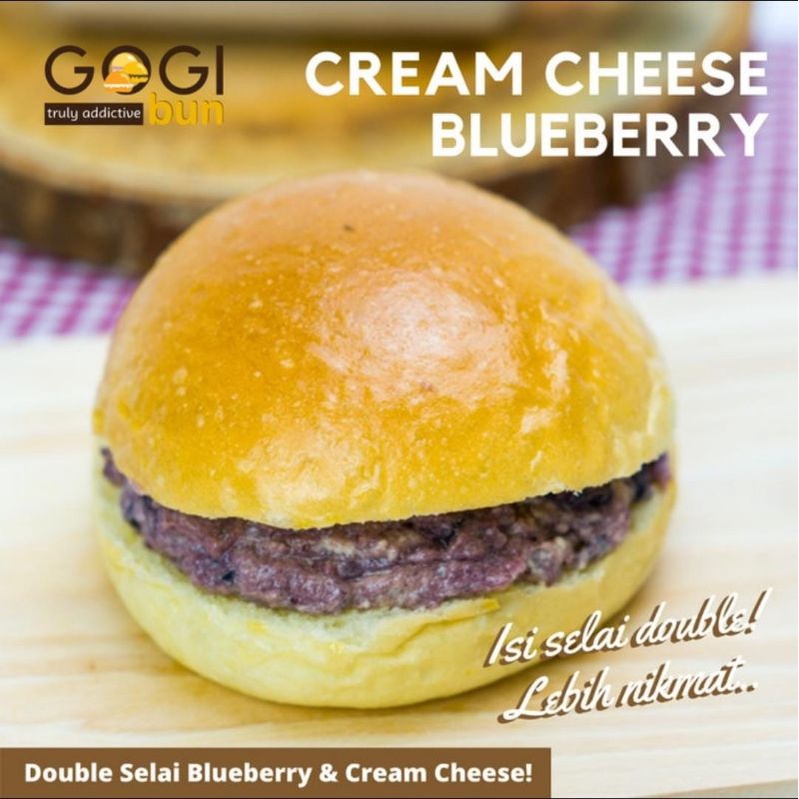 

Roti PANGGANG CREAM CHEESE BLUEBERRY Burger Bun Premium Keju Krim