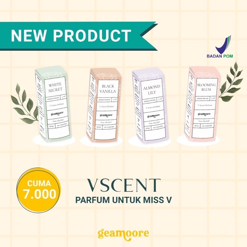 [BPOM] [3 ML] GEAMOORE V SCENT PARFUME BY GEAMOORE - MISK THAHARAH PARFUM MISS V KEWANITAAN