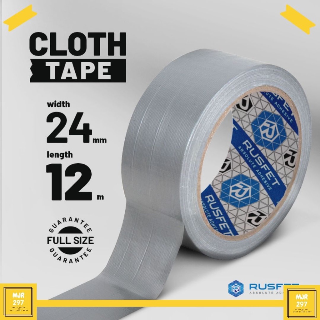 LAKBAN KAIN WARNA WARNI CLOTH TAPE RUSFET WARNA SILVER