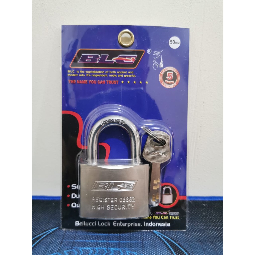 Gembok Besi Leher Pendek BELLUCI 50 mm Security Lock 4 Kunci