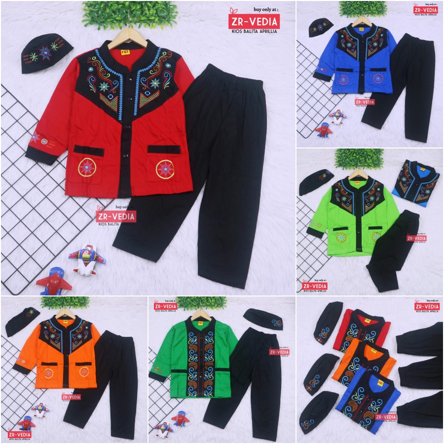 Baju Koko Kurta uk 1-8 tahun / Setelan Muslim Anak Laki Laki PREMIUM BORDIR Bayi Balita Polos Turki