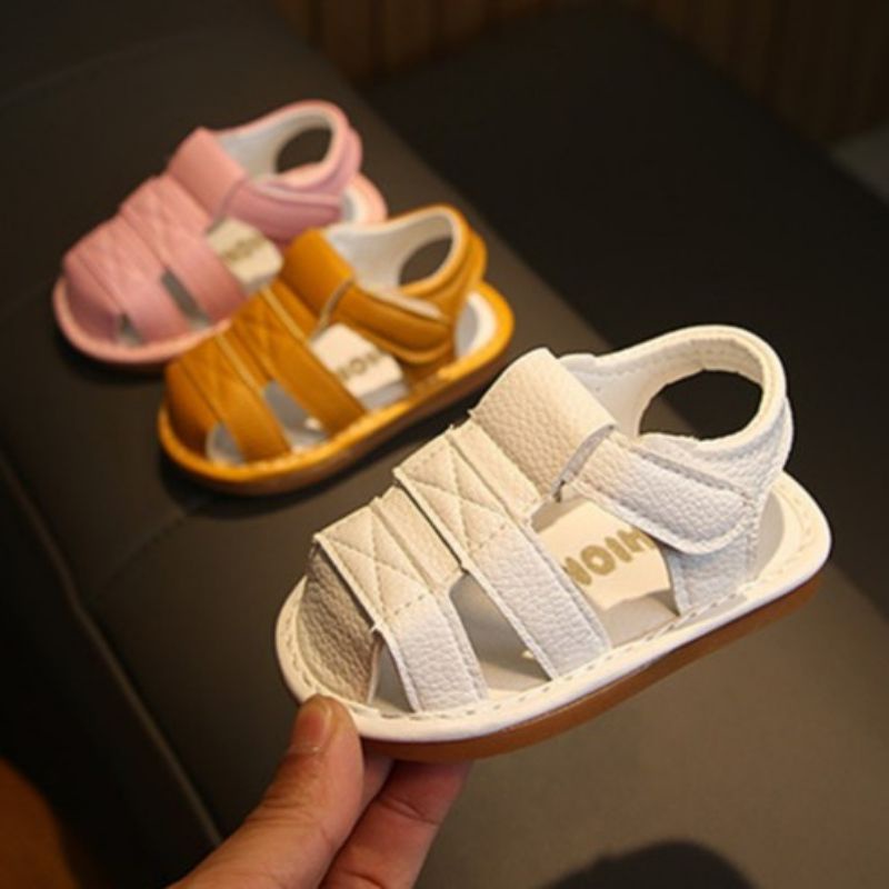 Sepatu Sandal Anak Bayi Bunyi Baby Liam Sound Walker Cit-Cit Anak Batita Balita Polos Putih Pink Coklat Brown Warna Netral