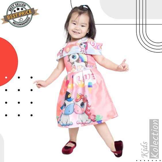 Baju Anak Perempuan Unicorn / Dress Pesta anak perempuan / Dress anak import umur 2 - 9 tahun