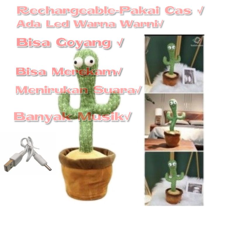 Cactus Toy Boneka Pintar Kaktus Joged Goyang Bisa Rekam Bicara