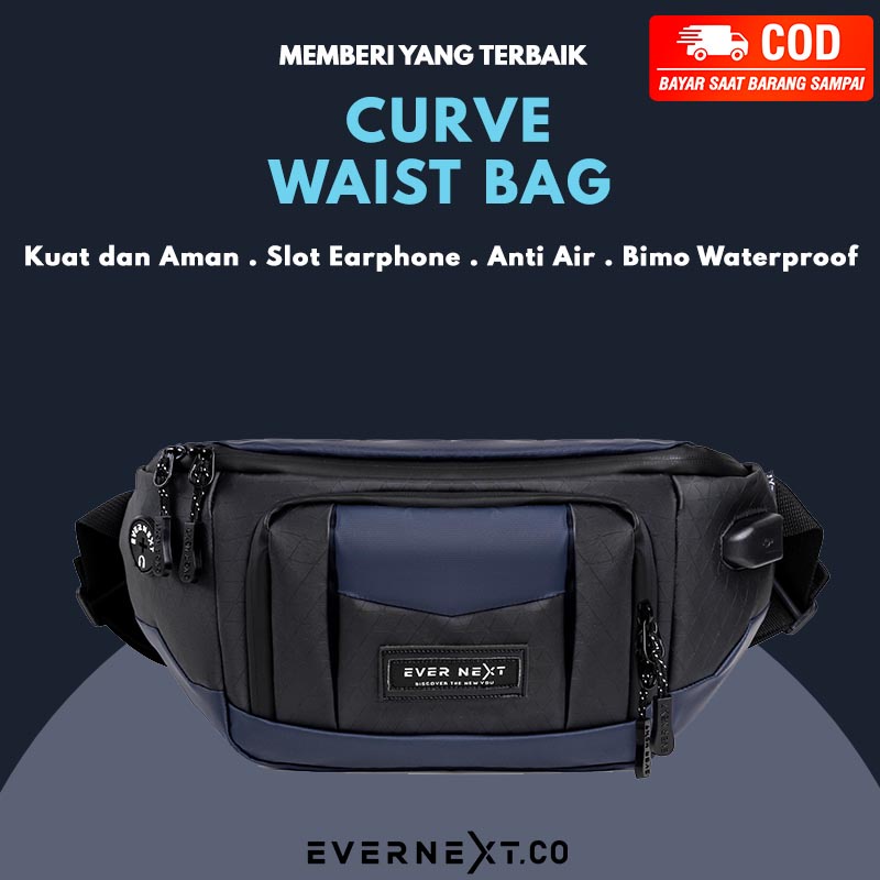 Tas Bahu Pria CURVE Tas Selmepang Pria Anti Air Waist Bag Cowok Waterproof Kuliah Kerja Kampus Kantor COD Premium