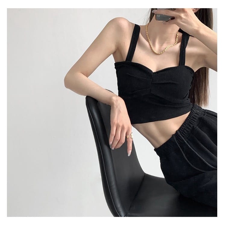 【 Bra Mall 】BM-301 Tanktop Crop Top Rajut Kancing Tidak Aktif Bahan Adem Lembut Melar