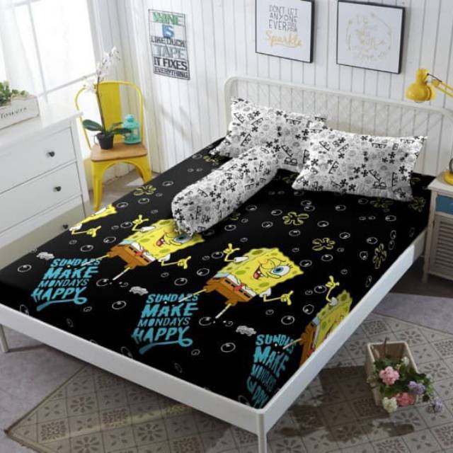 Sprei Seprei Karakter  Anak Laki Perempuan Motif sponge Bob 120x200 Kintakun