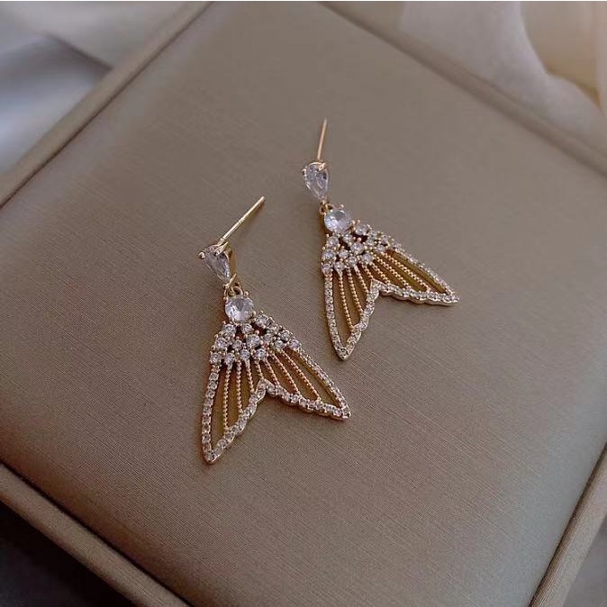 Sterling silver needle 2021 gaya Korea anting-anting pribadi ekor putri duyung penuh anting-anting b