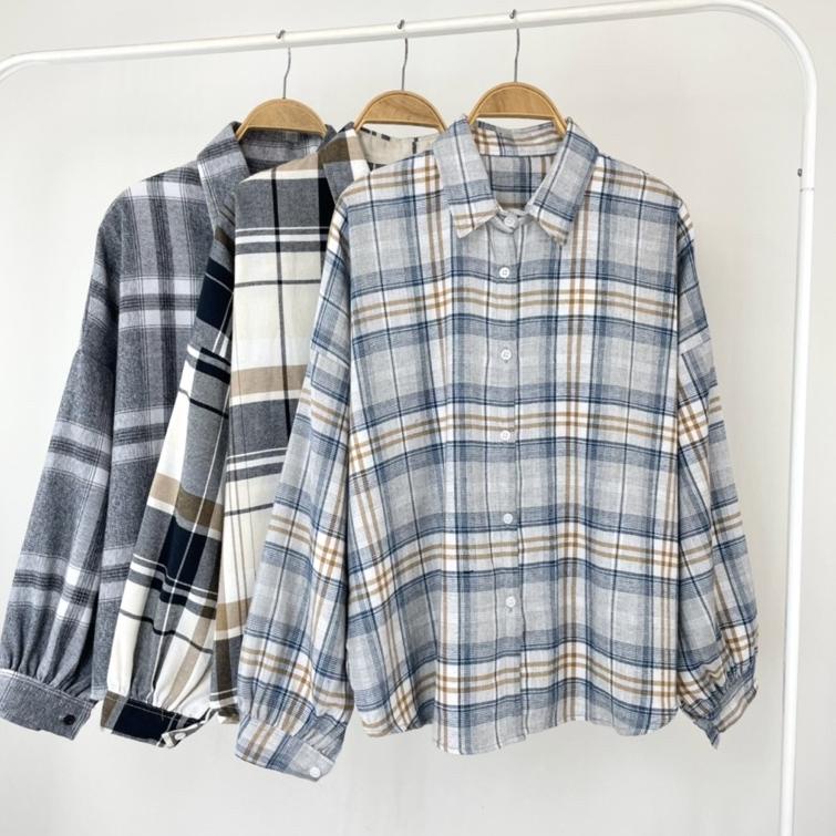 Harga Murah.. MYSHIRT | Shirt Flannel Oversize | Kemeja Flanel Wanita | Tartan Shirt Flanel Oversize