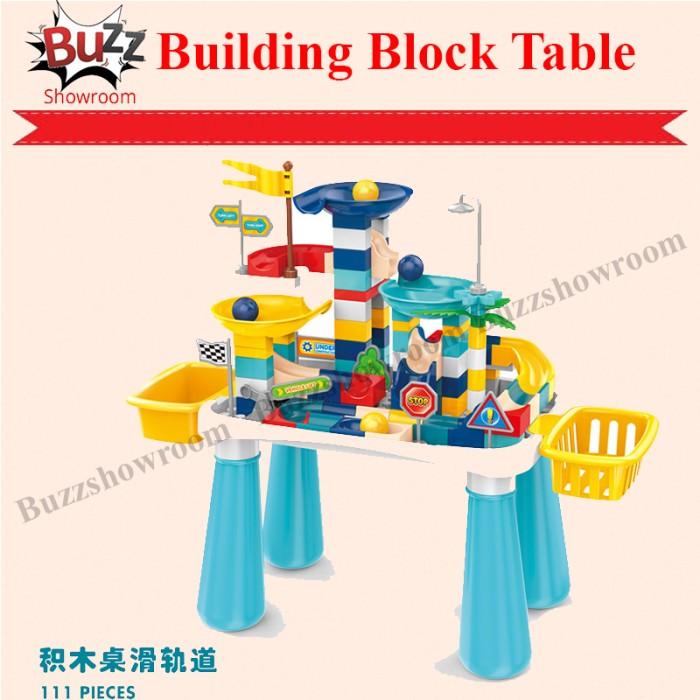 

Building Toy Block Table Meja Belajar Lego Main Anak Slide Ball