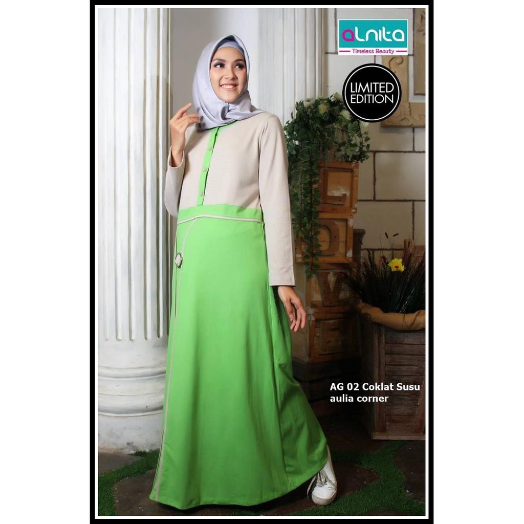 Gamis Model Terbaru Alnita AG 02 Coklat Baju Wanita Terbaru Gamis Terbaru