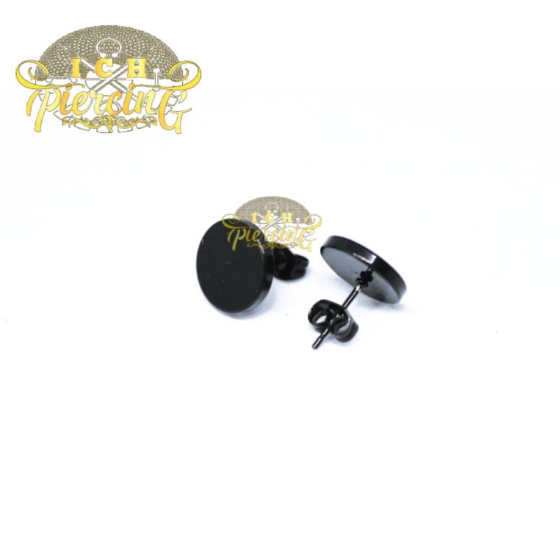 anting tusuk hitam 12mm / anting pria cool / anting lingkaran