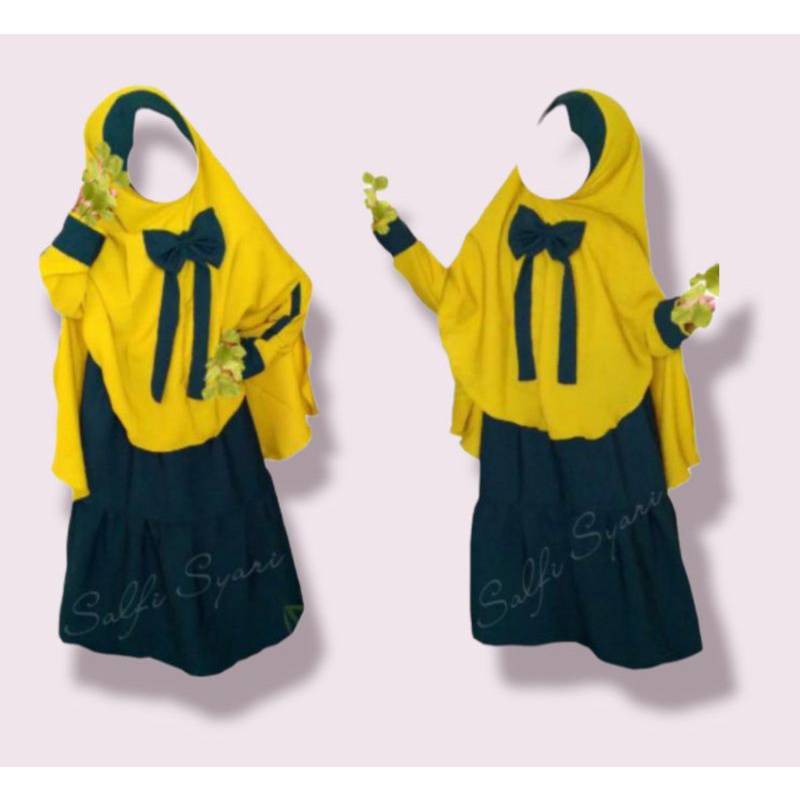 Baju Anak Muslim Cewek Gamis Syari Usia 1-14 Tahun Bonus Cadar (Set Gamis Hana)