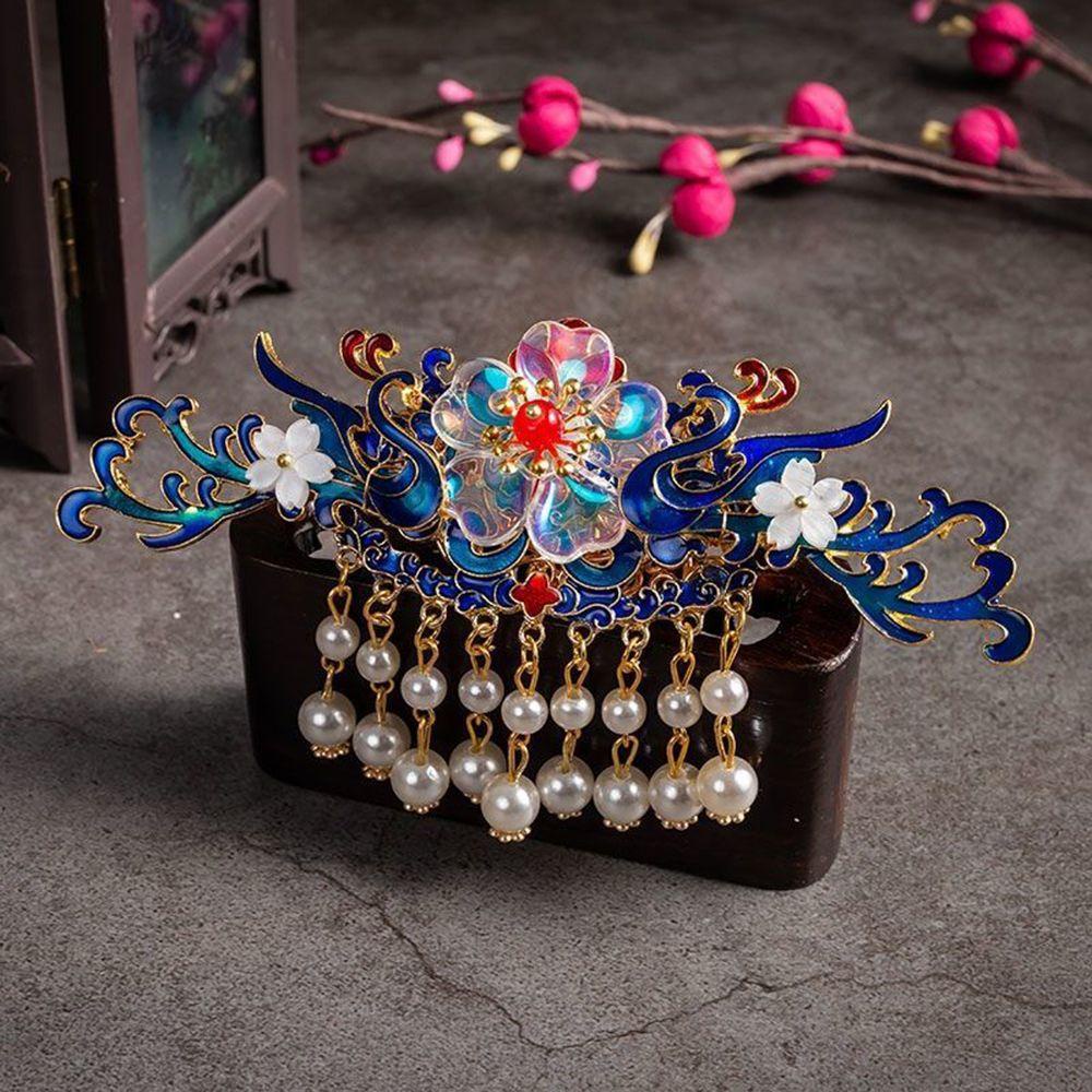 Needway   Hanfu Rambut Stik Elegan Simple Vintage Hair Disk Flower Gaya Kuno Wanita Gaya Cina Women Hair Fork