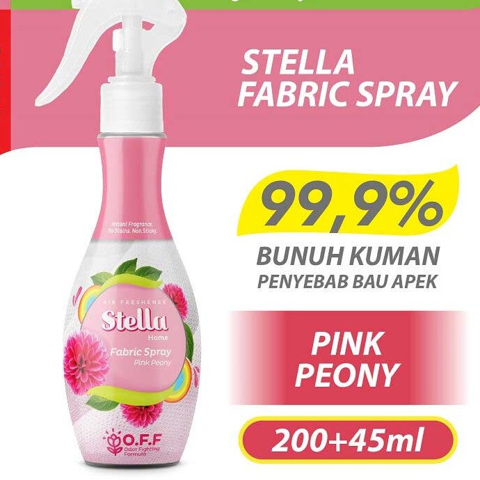 Stella Fabric Spray Pink Peony Penghilang Bau Kain 200ml + 45ml