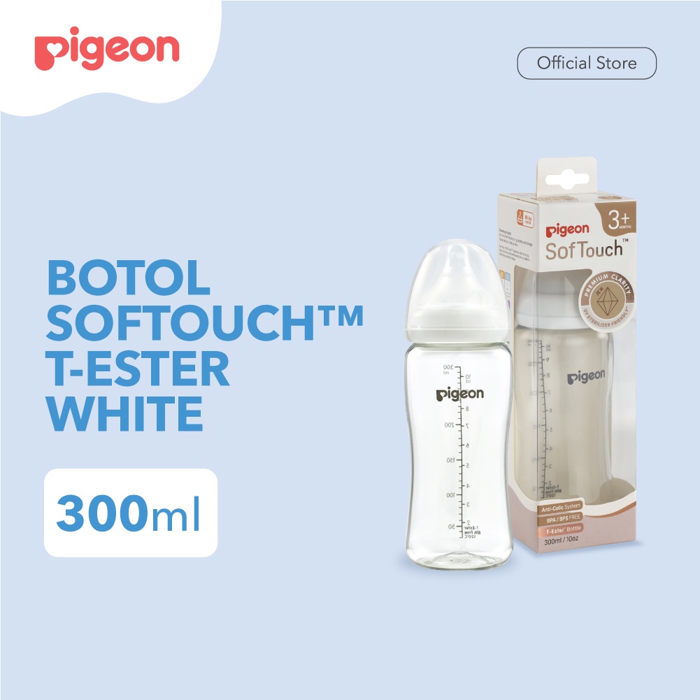 PIGEON Botol T-Ester Wide Neck 200ml/300ML W/ P-Plus Nipple (BOTOL SUSU PIGEON)