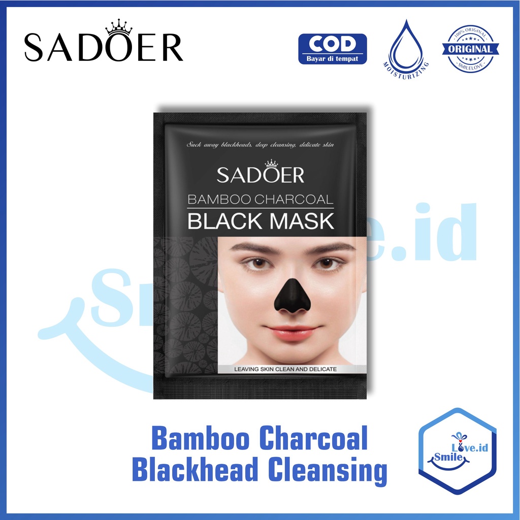 SADOER Black Head Remover Bamboo Charcoal Black Mask Cleansing Peel Off Komedo Masker Pembersih Hidung SAD06