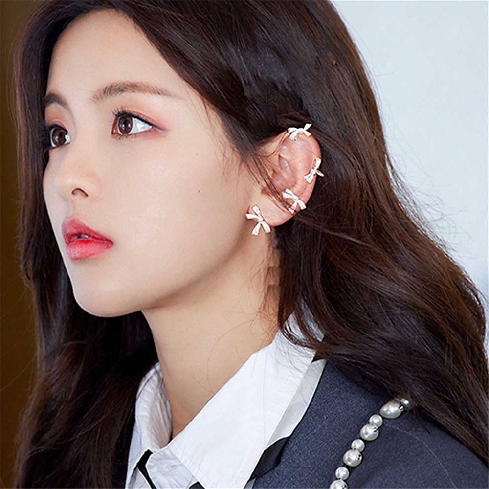 【COD Tangding】1pc Bow Fairy Earrings Without Pierced Sweet Temperament Fashion Earclip Jewelry Women