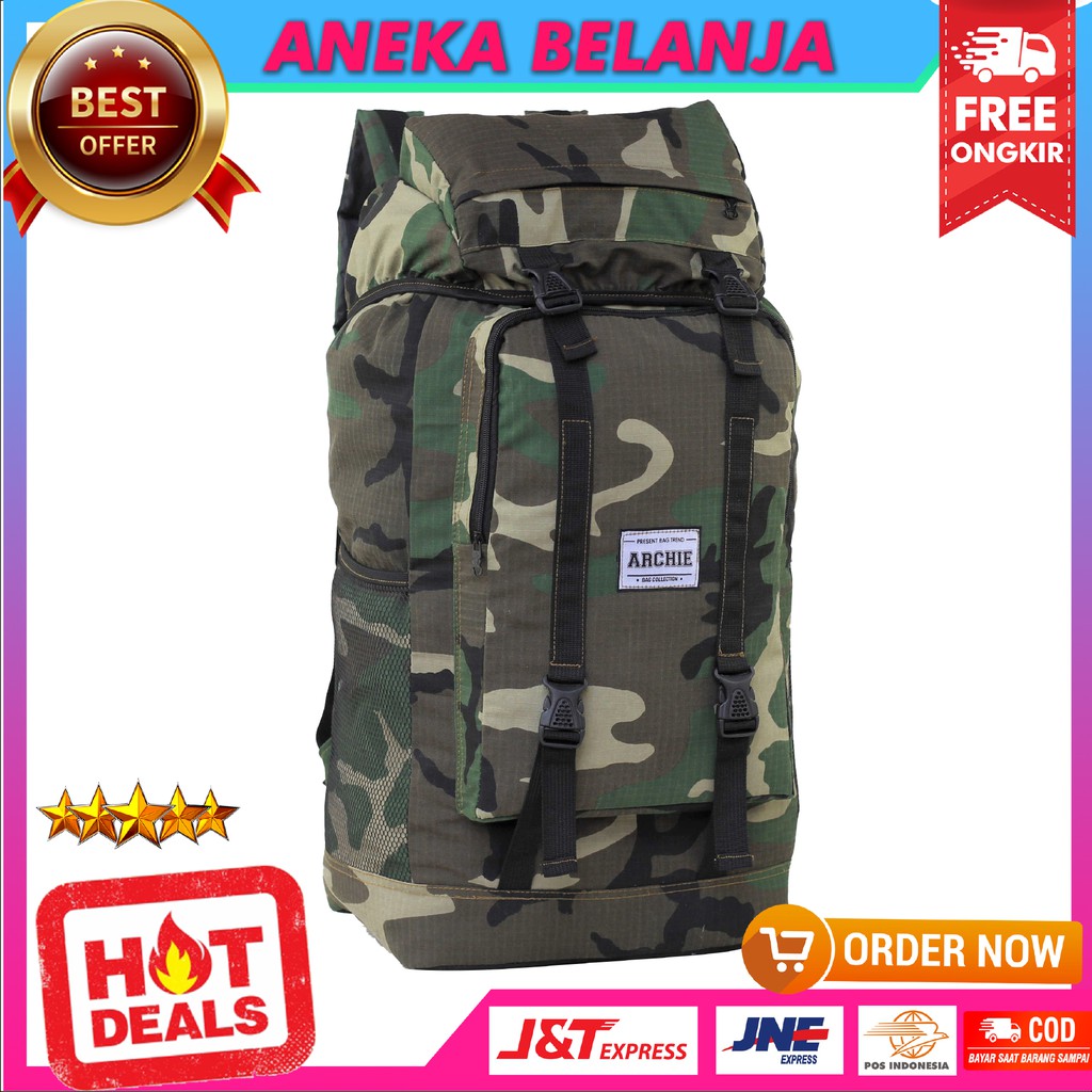 Tas Gunung Kapasitas Besar Army Archie Terbaru Bacpack Carrier Kapasitas 40L Travelling Premium Kekinian Tas Camping Outdoor Bahan Kuat Awet Terlaris Tas Punggung Hiking Fashionable Impor Termurah Ransel Mudik Ukuran Jumbo Casual Berkualitas