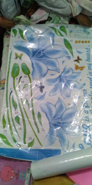Wallsticker 71 Frame Bunga Biru