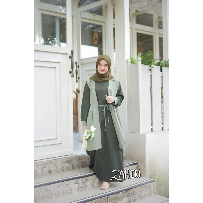 GAMIS zahin shalwa dan alsha gamis syari original terbaru 2 layer serut tengah kerut shabby modis