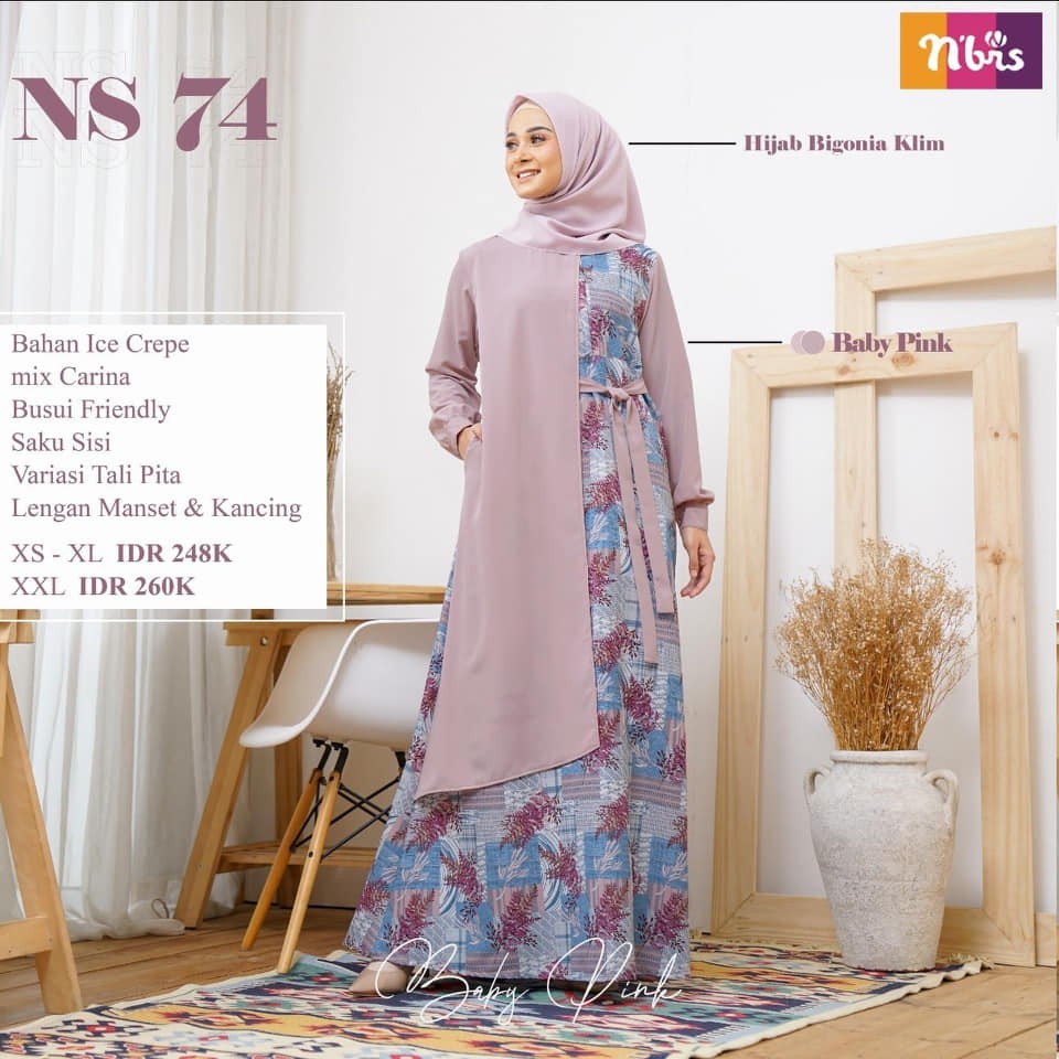 gamis nibras ns 74 baby pink