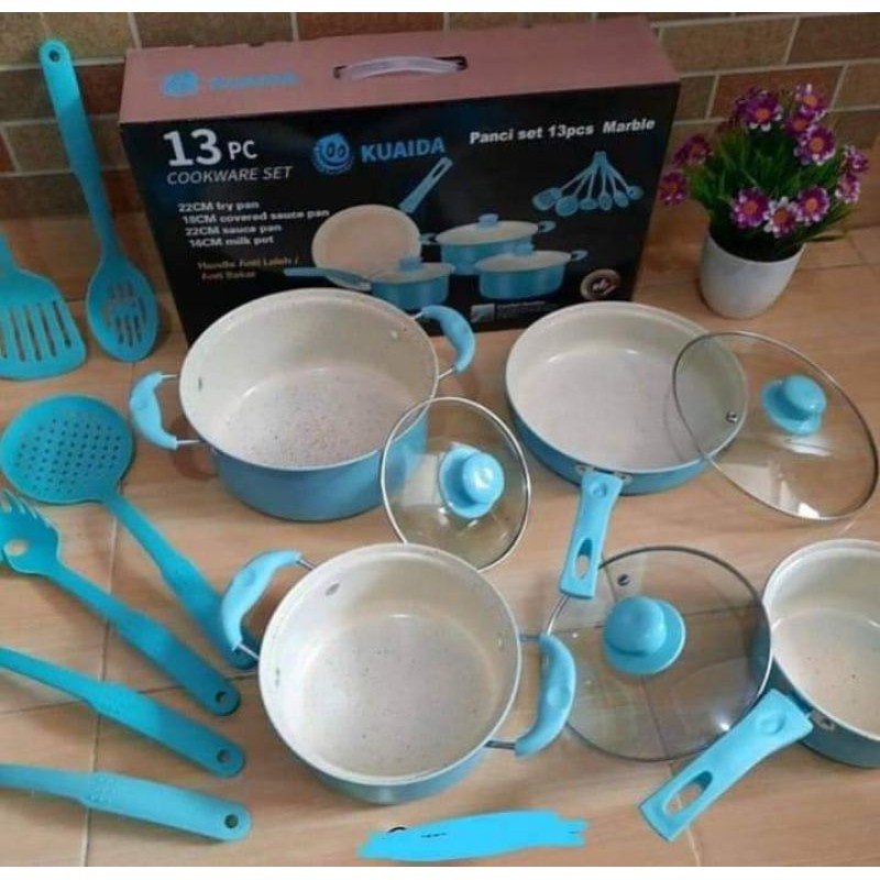 COOKWARE SET KUAIDA BIRU/ALAT MASAK SET 13 PCS