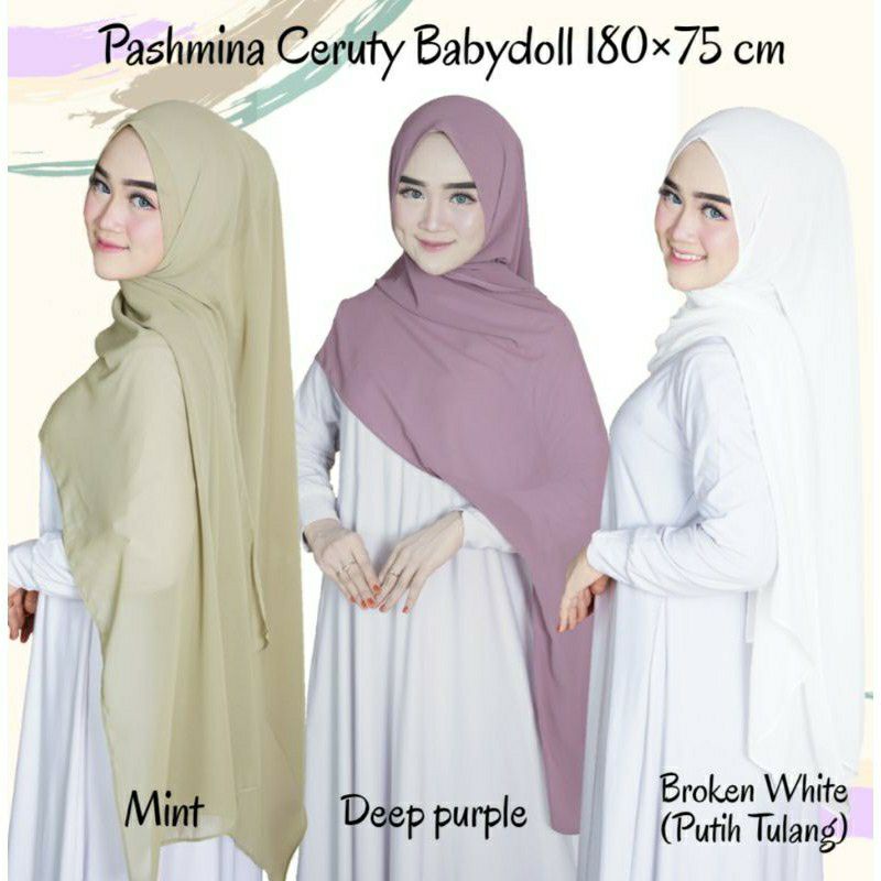 180x75 JILBAB HIJAB PASHMINA CERUTY BABYDOLL PREMIUM 180x75 vayaon hijab