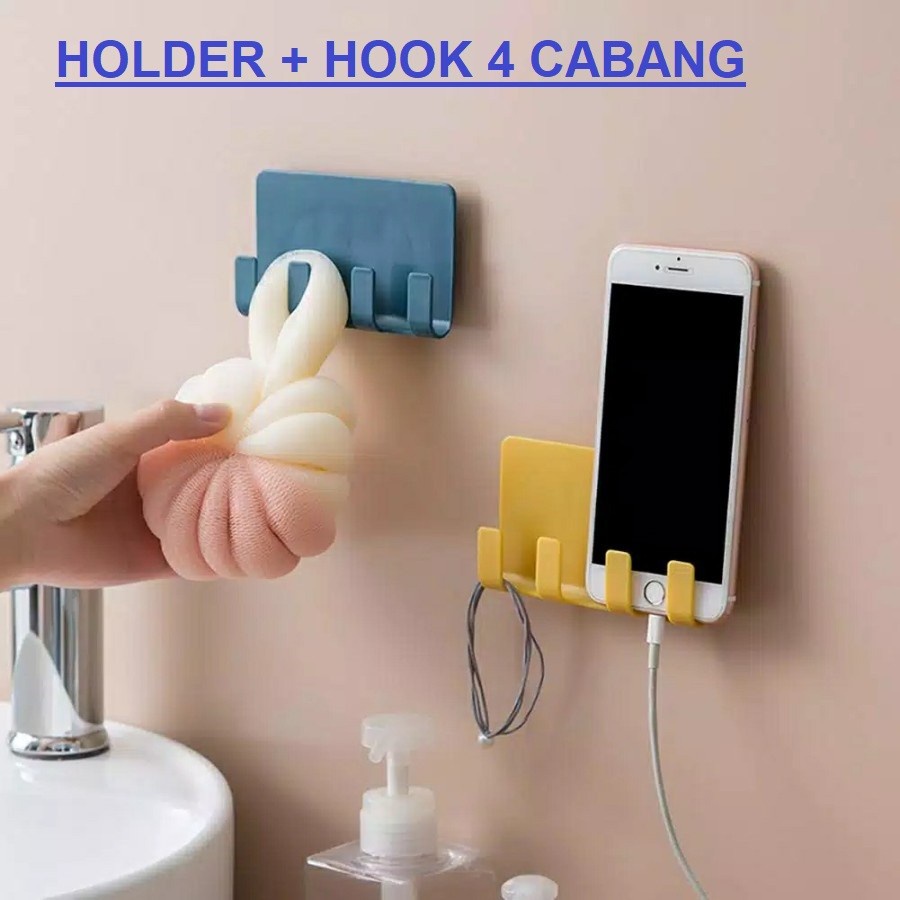 HC04 - Gantungan Tempel Smartphone Holder Hanger Bracket 4 Hook