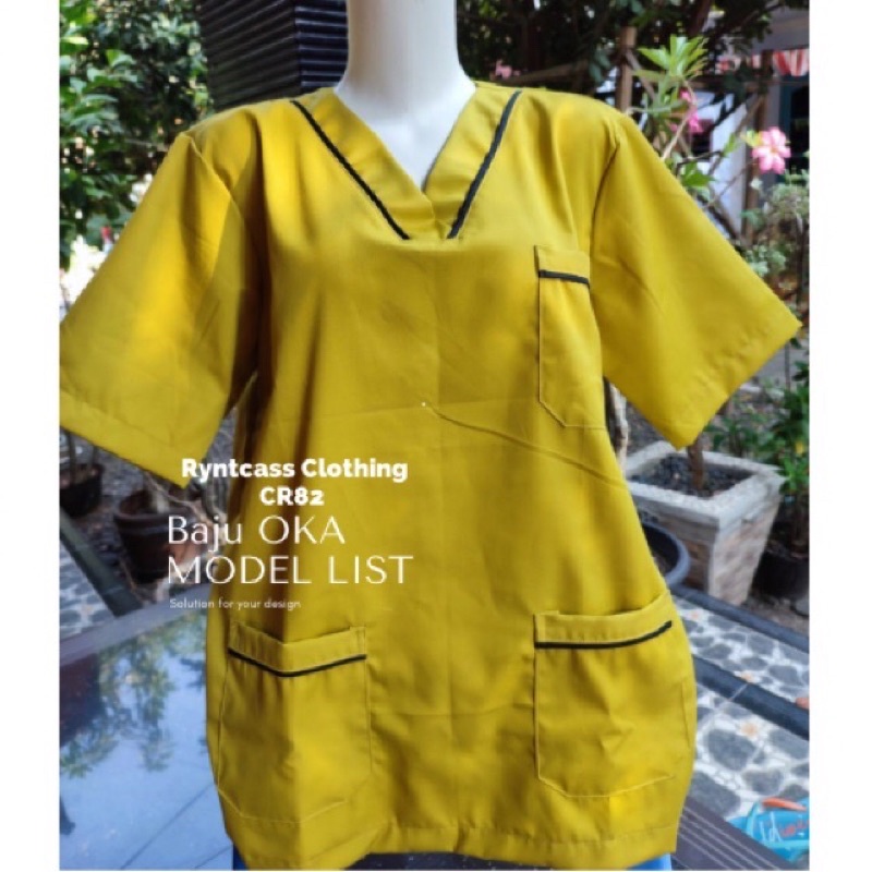 Baju Oka Lengan Pendek / Baju Oka Kombinasi List /Baju Jaga Dokter / Baju Perawat / Seragam Medis
